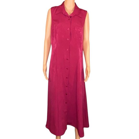 Basic Editions Sleeveless Maxi Dress Womens Size12 Button Down Closure - Picture 1 of 5